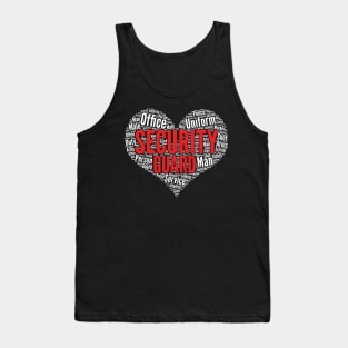 Security guard Heart Shape Word Cloud Design print Tank Top